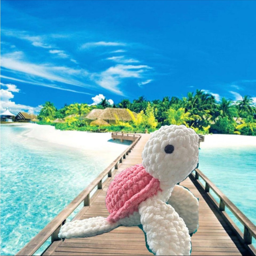Handmade Pink Turtle Amigurumi Crochet Turtle Plushie 
Cute Stuffed Toy